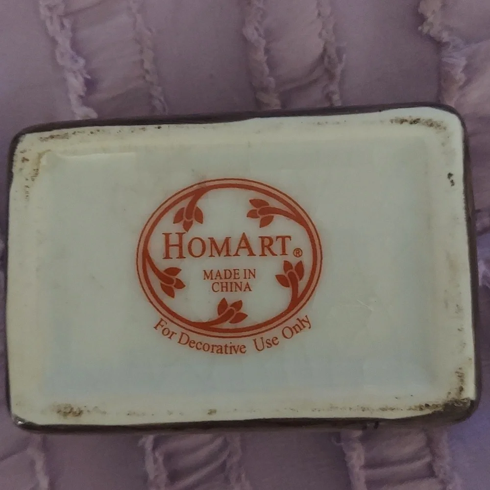 Homart Rectangle Tray Trinket Jewelry Letter Postale Porcelain Box